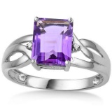 2.26 CARAT TW (3 PCS) AMETHYST & GENUINE DIAMOND PLATINUM OVER 0.925 STERLING SILVER RING