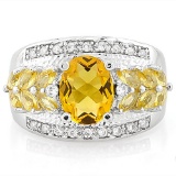 CREATED CITRINE 925 STERLING SILVER RING