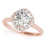 CERTIFIED 18K ROSE GOLD 1.16 CT G-H/VS-SI1 DIAMOND HALO ENGAGEMENT RING