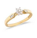 Certified 14K Yellow Gold Diamond Cluster Ring 0.09 CTW