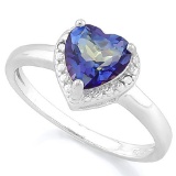 1 1/4 CARAT VIOLET MYSTIC GEMSTONE & DIAMOND 925 STERLING SILVER RING