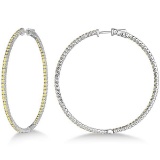 X-Large Yellow Canary Diamond Hoop Earrings 14k White Gold (3.00ct)