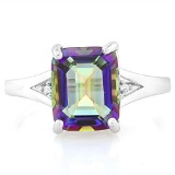 2 3/5 CARAT OCEAN MYSTIC GEMSTONE & DIAMOND 925 STERLING SILVER RING