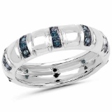 0.24 Carat Genuine Blue Diamond .925 Sterling Silver Ring