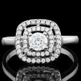 1 CARAT (53 PCS) FLAWLESS CREATED DIAMOND 925 STERLING SILVER HALO RING