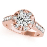 CERTIFIED 18K ROSE GOLD 1.25 CT G-H/VS-SI1 DIAMOND HALO ENGAGEMENT RING