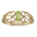 Certified 10k Yellow Gold Marquise Peridot Filagree Ring 0.21 CTW