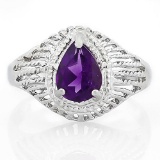 1 CARAT AMETHYST & DIAMOND 925 STERLING SILVER RING