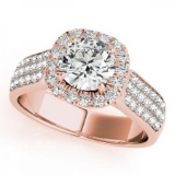 CERTIFIED 18K ROSE GOLD 1.40 CT G-H/VS-SI1 DIAMOND HALO ENGAGEMENT RING