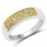 0.22 Carat Genuine Yellow Diamond .925 Sterling Silver Ring