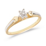Certified 10K Yellow Gold Diamond Cluster Ring 0.07 CTW