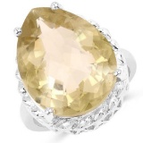 13.72 Carat Genuine Lemon Quartz .925 Sterling Silver Ring