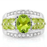 CREATED PERIDOT 925 STERLING SILVER RING