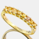 3/4 CARAT (8 PCS) YELLOW SAPPHIRE (VS) 9KT SOLID GOLD BAND RING