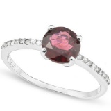 1.7 CARAT TW GARNET & CREATED WHITE SAPPHIRE PLATINUM OVER 0.925 STERLING SILVER RING