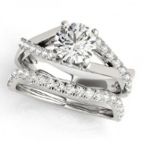 CERTIFIED 18KT WHITE GOLD 1.04 CT G-H/VS-SI1 DIAMOND BRIDAL SET