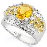 CREATED CITRINE 925 STERLING SILVER RING