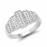 14K White Gold Plated 0.26 Carat Genuine White Diamond .925 Sterling Silver Ring