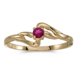 Certified 14k Yellow Gold Round Rhodolite Garnet Ring 0.12 CTW