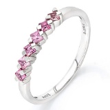 4/5 CARAT (6 PCS) PINK SAPPHIRE (VS) 9KT SOLID GOLD BAND RING