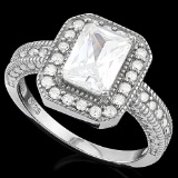 2 CARAT (35 PCS) FLAWLESS CREATED DIAMOND 925 STERLING SILVER HALO RING
