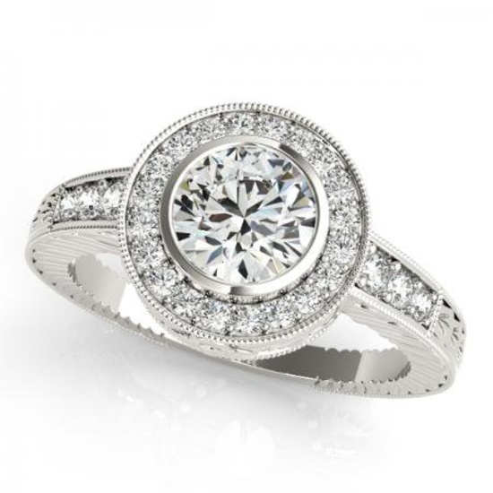 CERTIFIED PLATINUM 1.42 CT G-H/VS-SI1 DIAMOND HALO ENGAGEMENT RING