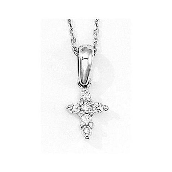 Certified 14K White Gold Diamond Cross Pendant 0.16 CTW