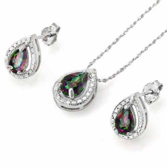 1 1/3 CARAT MYSTIC GEMSTONE 925 STERLING SILVER SET