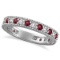 Diamond and Ruby Anniversary Ring Band 14k White Gold (1.08 ctw)