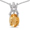 Certified 14k White Gold Oval Citrine And Diamond Pendant