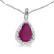 Certified 14k White Gold Pear Ruby Pendant