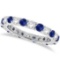 Blue Sapphire and Diamond Eternity Ring Band 14k White Gold (1.07ct)