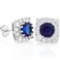 2 2/5 CARAT CREATED BLUE SAPPHIRE & 1/4 CARAT (26 PCS) FLAWLESS CREATED DIAMOND 925 STERLING SILVER