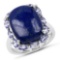 10.56 Carat Genuine Lapis and Tanzanite .925 Sterling Silver Ring