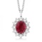 Oval Ruby and Diamond Pendant Necklace 14k White Gold (3.60ctw)