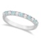 Diamond and Aquamarine Ring Guard Anniversary Band 14k White Gold (0.32ct)