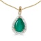 Certified 14k Yellow Gold Pear Emerald Pendant