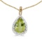 Certified 14k Yellow Gold Pear Peridot Pendant