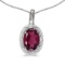 Certified 14k White Gold Oval Rhodolite Garnet And Diamond Pendant