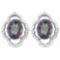 3 2/3 CARAT MYSTIC GEMSTONE & DIAMOND 925 STERLING SILVER EARRINGS