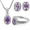 1 2/3 CARAT AMETHYST & DIAMOND 925 STERLING SILVER SET