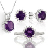 3 1/2 CARAT AMETHYST 925 STERLING SILVER SET