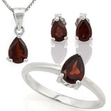 2 3/5 CARAT GARNET 925 STERLING SILVER SET