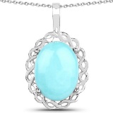 5.85 Carat Genuine Turquoise .925 Sterling Silver Pendant