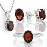 3 1/2 CARAT GARNET 925 STERLING SILVER SET