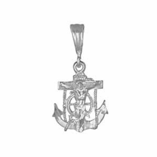 SILVER DC ANCHOR W JESUS PENDANT 25MM