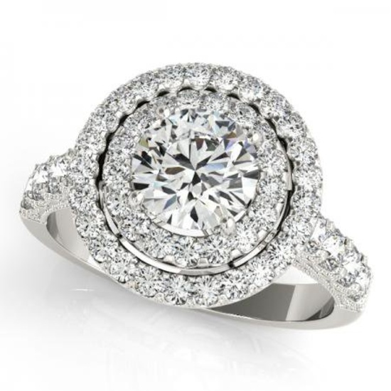 CERTIFIED PLATINUM 2.32 CT G-H/VS-SI1 DIAMOND HALO ENGAGEMENT RING