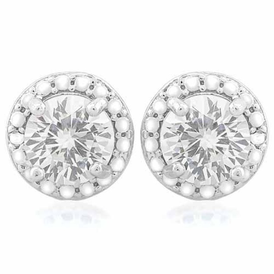 2 CARAT CREATED WHITE SAPPHIRE & DIAMOND 925 STERLING SILVER EARRINGS