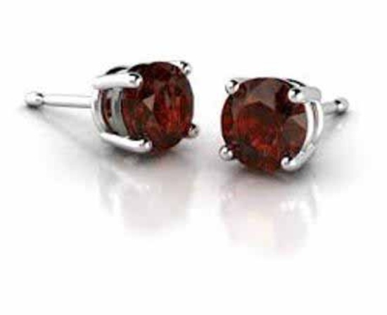 1.20 CT GARNET PLATINUM OVER 0.925 STERLING SILVER EARRINGS