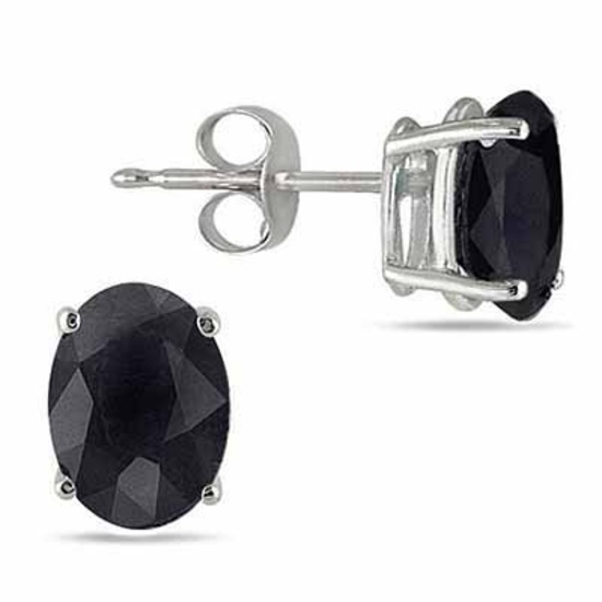 1.83 CT GENUINE BLACK SAPPHIRE 0.925 STERLING SILVER W/ PLATINUM EARRINGS